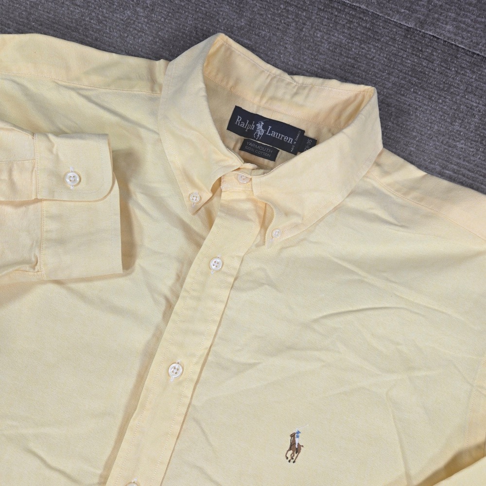 Ralph Lauren Mens 17.5 35 Yellow Yarmouth Cotton Oxford Button Down Shirt